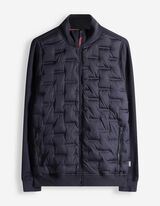 Sweatjacke - Material-Mix - dunkelblau