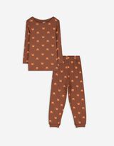 Pyjama Set aus Shirt und Hose - Gerippt - hellbraun