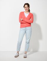 Giacca in maglia - Scollo a V - rosso chiaro