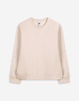 Sweatshirt - Ziersteine - beige