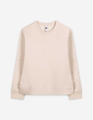 Sweatshirt - Ziersteine - beige