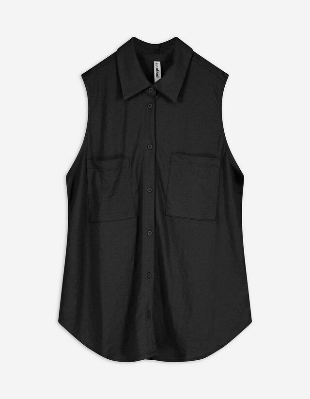 blousetop - Linnenlook - zwart