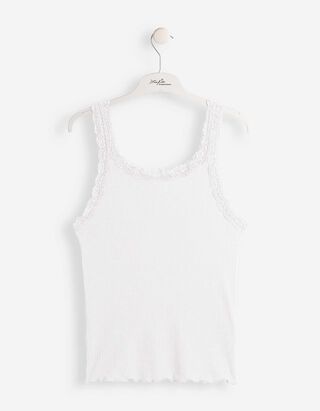 Tanktop - Met kant - Off-White
