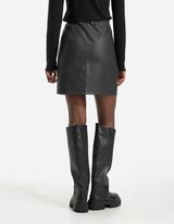 Minisukňa - Kožený vzhľad - tmavoseda