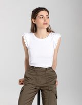 Shirt - Mouwen met volants - wit