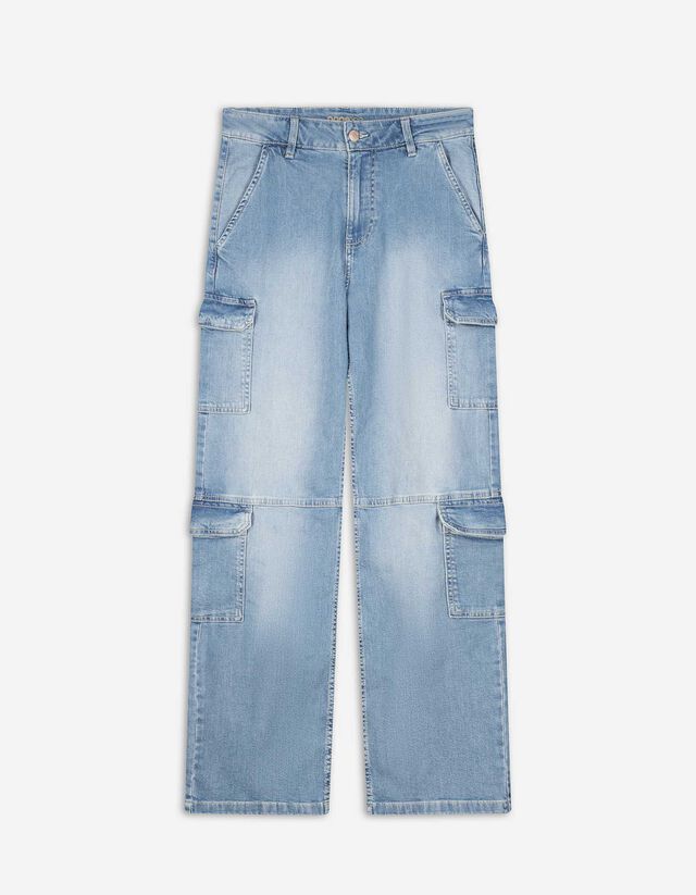 Pantaloni cargo - Denim - celeste