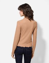 Longsleeve - Geribde structuur - beige