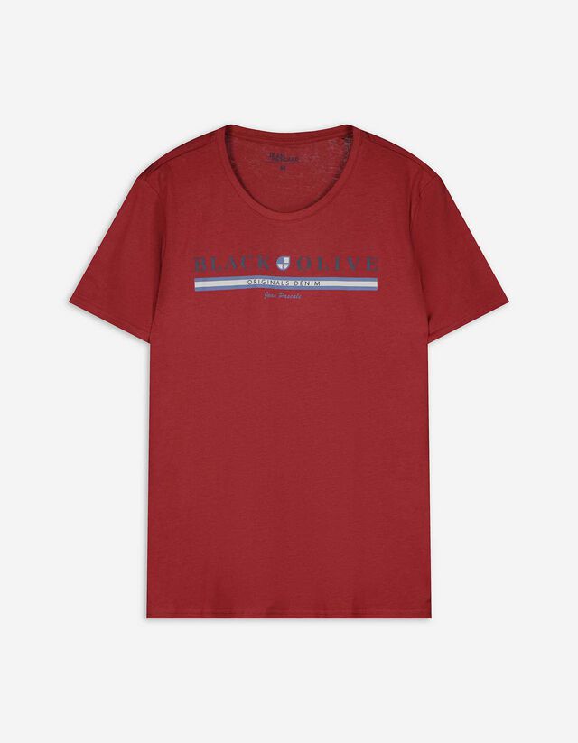 T-shirt - Frontprint - ciemny czerwony