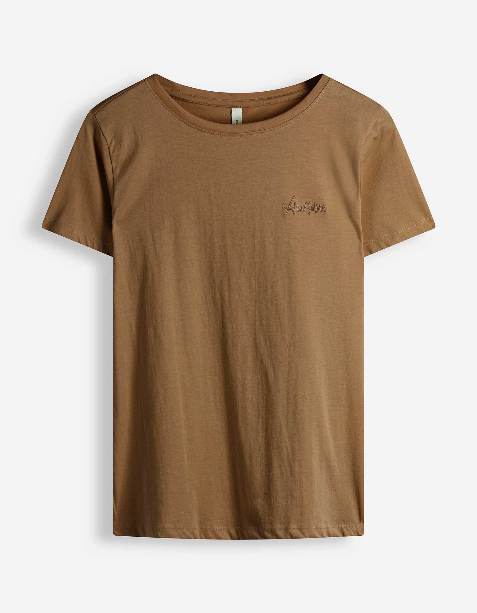 T-shirt - Borduursels - bruin