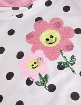 Pulover s kapuco - Z ble&scaron;čicami - belo