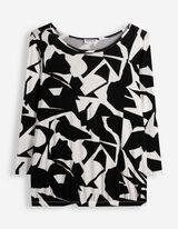 Langarmshirt - Allover-Print - Schwarz