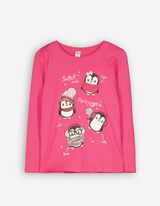 Maglia a manica lunga - Inserto di paillettes - rosa fucsia