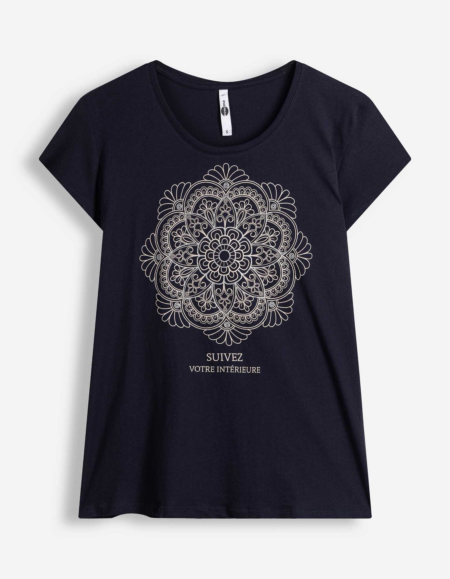 T-Shirt - Glitzerprint - Dunkelblau