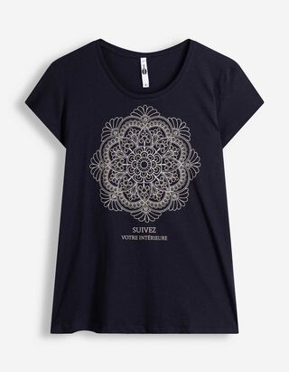 T-Shirt - Glitzerprint - Dunkelblau
