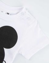 Set bestaande uit T-shirt, broek en slabbetje - Mickey Mouse - wit