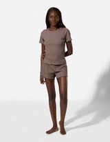 Pyjama Set aus Shirt und Hose - Viskose-Mix - Braun