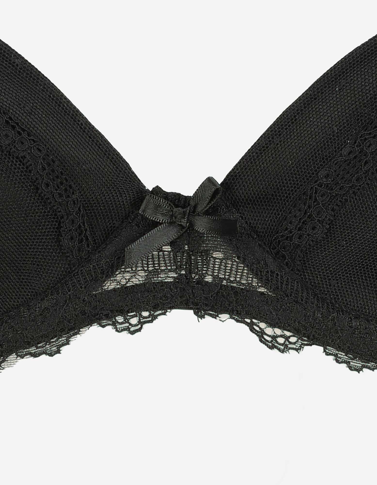 Soutien-gorge sp&eacute;cial t-shirt - Passementerie en dentelle - Noir