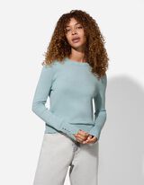 Strickpullover - Zierknöpfe - türkis