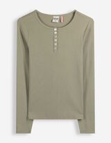 Langarmshirt - Zierkn&ouml;pfe - Khaki
