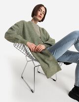 Cardigan lungo - Maglia a coste - verde scuro