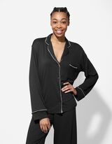 Pyjama Set aus Shirt und Hose - Viskose - dunkelgrau