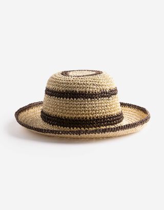 Strohhut - Streifen - beige