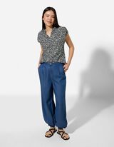 Blusenshirt - Allover-Print - schwarz