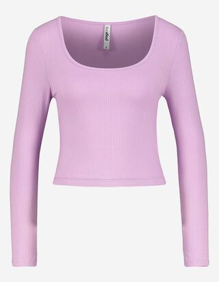 T-shirt &agrave; manches longues - Viscose m&eacute;lang&eacute;e - Lilas