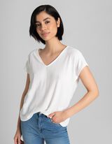 Maglia blusata - Scollo a V - bianco