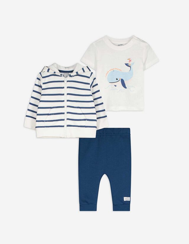 Set aus Top und Hose - Allover-Print - weiß
