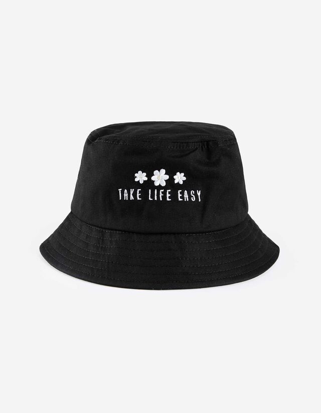 cappello a secchiello - Ricami - nero