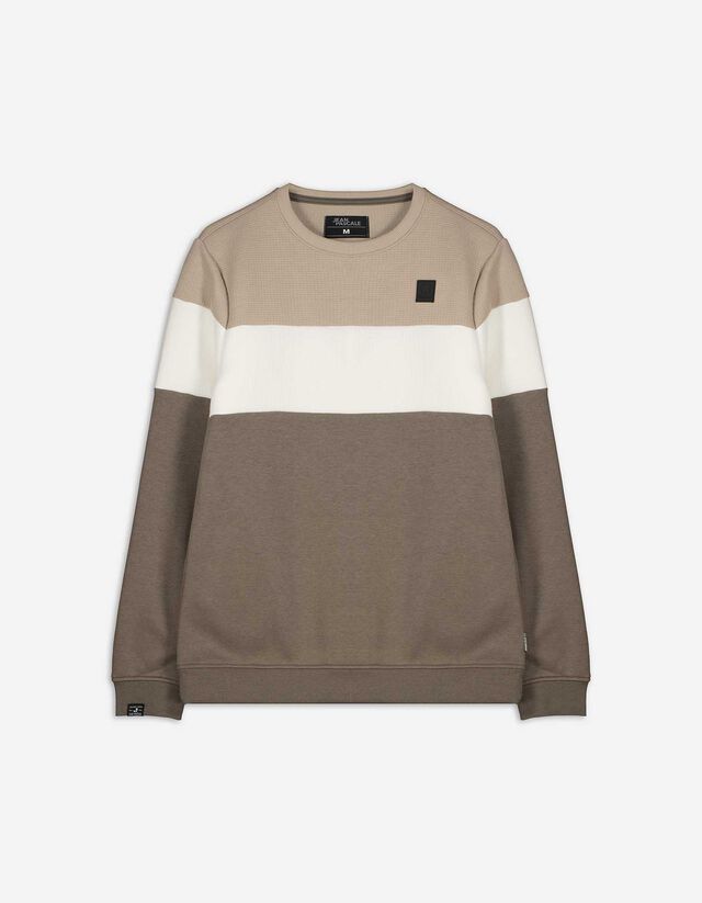 Sweatshirt - Color-Blocking - hellbraun
