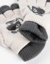 Pirštinės - Su dinozaurų piešiniais - tamsiai pilkas