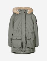 Parka - Levehető műszőrme - sotetzold