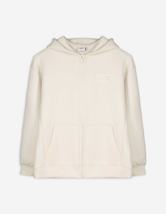 Sweatjacke - einfarbig - weiß