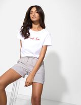 Kratke hlače - Lanena me&scaron;anica - belo