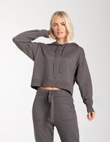 bluza z kapturem - mieszanka wiskozowa - ciemny szary