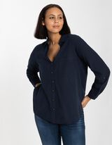 Camicia blusata - Maniche con risvolti fissi - blu scuro