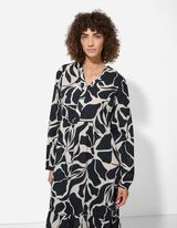 Kleid in A-Linie - Allover-Muster - schwarz