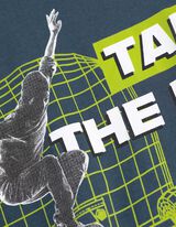 Marškinėliai ilgomis rankovėmis - Priekinė spauda - tamsiai melynas