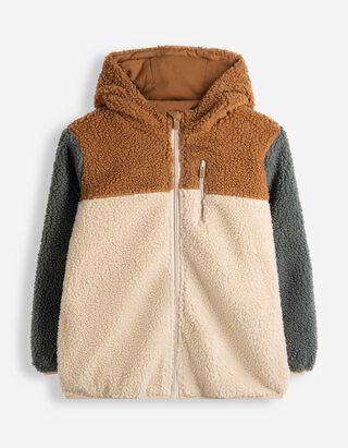 Jacke - Color-Blocking - Beige