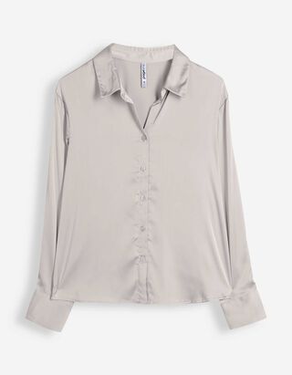 Bluse - Satin - Grau