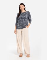 Langarmshirt - Leopardenmuster - grau