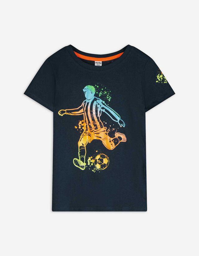 T-Shirt - Neon-Print - dunkelblau
