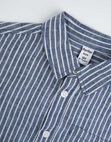 Overhemd - Linnenmix - donkerblauw