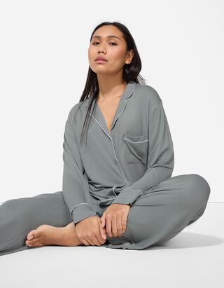 Set pijama alcătuit din bluză și pantaloni - Viscoză - Turcoaz