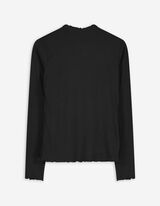 Langarmshirt - Rippenstruktur - schwarz