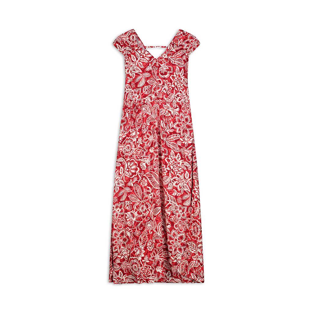 Maxi jurk Rugdecollete donkerrood Takko Fashion