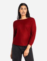 Pulover de tricot - Mâneci supradimensionate - Rosu inchis