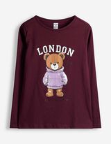 Langarmshirt - Print - Dunkelrot